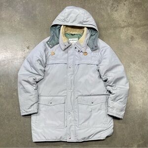 VTG Field & Stream Goose Down Parka XL Gray Hood Corduroy USA 80s 90s Coat